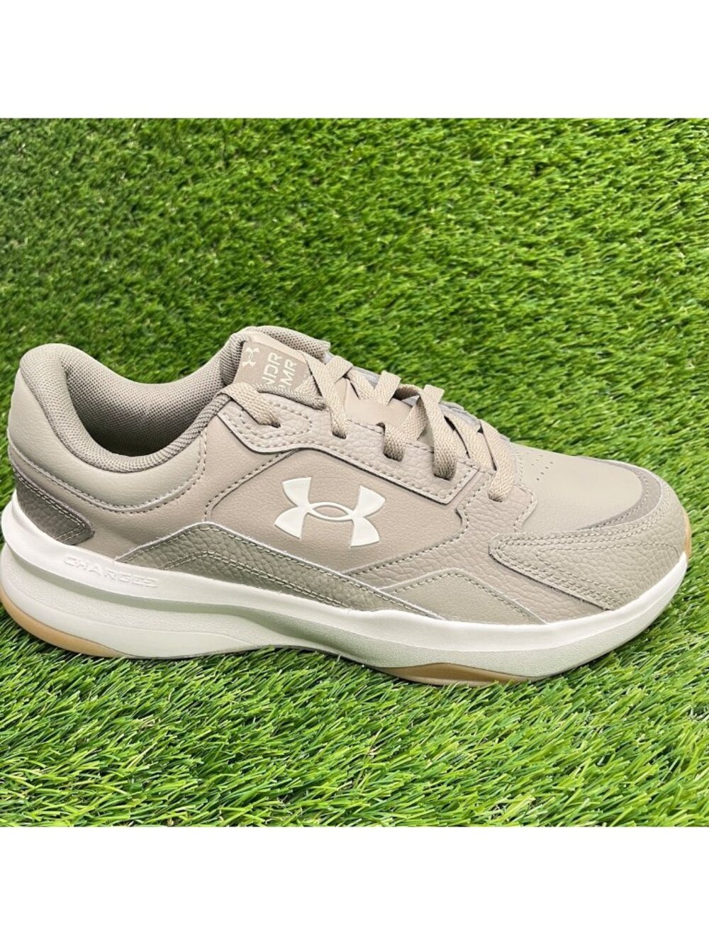 Under Armour Edge Leather Mens Size 9 Brown White Running Walking Shoes Sneakers